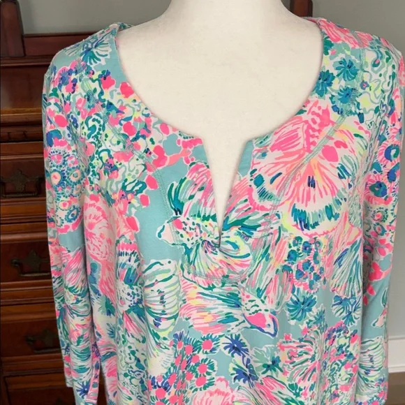 Lilly Pulitzer UPF 50+ Justina Tunic in Gypsea Serene Blue Size XL - Picture 3 of 10